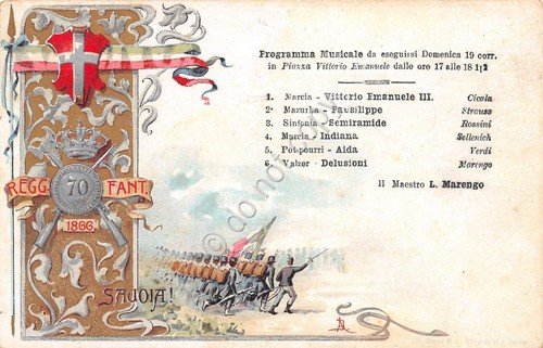 Cartolina - Reggimentale - 70° Reggimento Fanteria - Programma Musicale … | Immagine principale