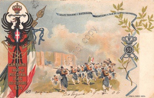 Cartolina - Reggimentale -35° Battaglione Granatieri - Messina e Belvedere … | Immagine principale