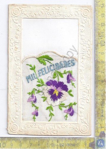 Cartolina - Ricamata - Embroidered - Mil Felicitades - 1925