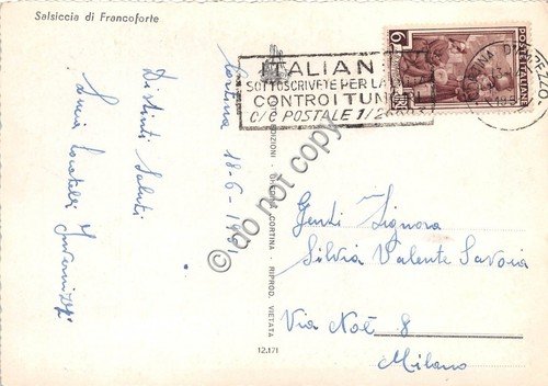 Cartolina - Salsiccia di Francoforte 1951