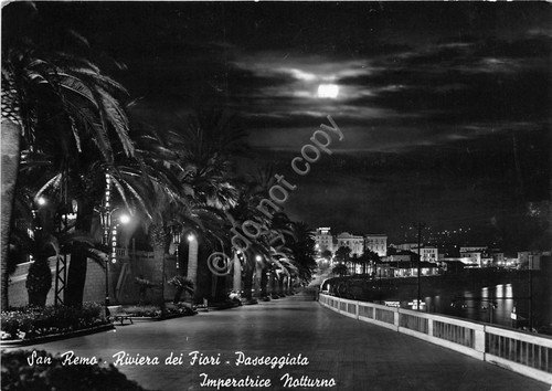 Cartolina - San Remo - Passeggiata Imperatrice - notturno - …