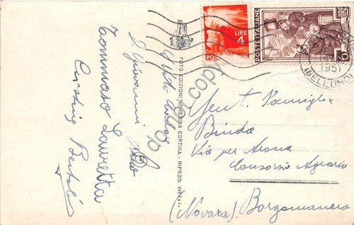 Cartolina - San Vito di Cadore Cima Marcora Sorapis 1951