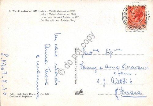 Cartolina - San Vito di Cadore Lago Monte Antelao 1956