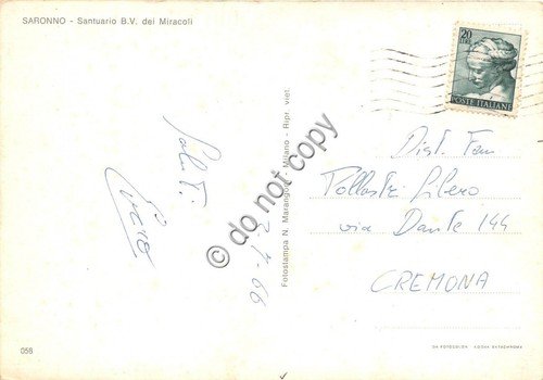 Cartolina - Saronno Santuario dei Miracoli 1966