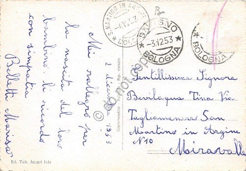 Cartolina - Savigno Via Marconi Palazzo Comunale 1953