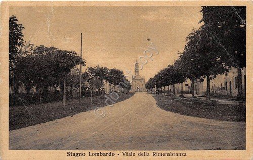 Cartolina - Stagno Lombardo - Viale della Rimembranza - 1939 | Immagine principale