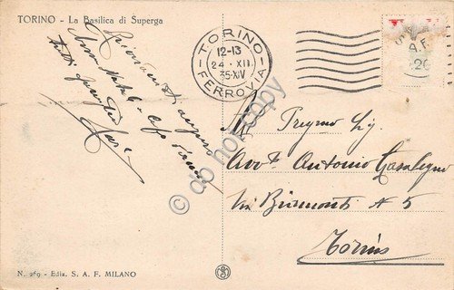 Cartolina - Torino Basilica di Superga 1935