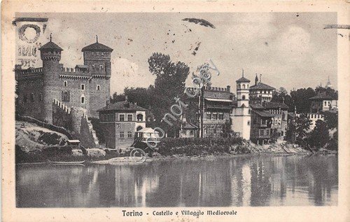 Cartolina - Torino Castello e Villaggio Medioevale 1928