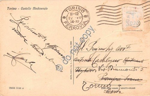 Cartolina - Torino Castello Medioevale animata 1934