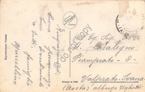 Cartolina - treno con soldati al ritorno dalla guerra bandiera …