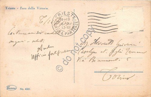 Cartolina - Trieste faro della Vittoria animata 1933