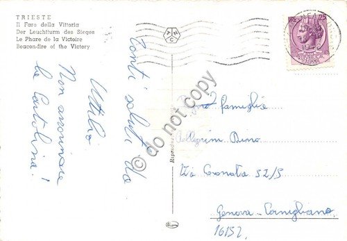 Cartolina - Trieste Faro della Vittoria Notturno