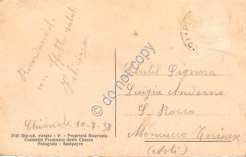 Cartolina - Valle Varaita costume tradizionale 1938