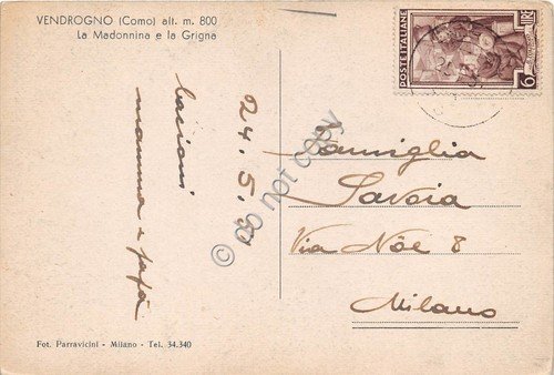 Cartolina - Vendrogno Madonnina e Grigna 1951 | Immagine Gallery 2