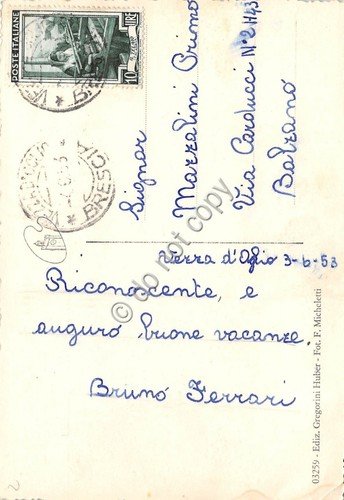 Cartolina - Vezza d'Oglio panorama Adamello 1953