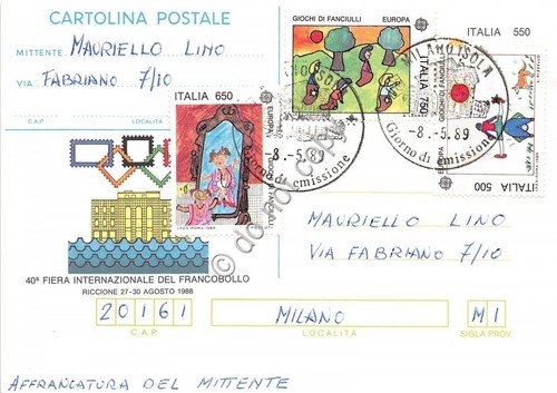 Cartolina 40° Fiera Francobollo timbro speciale 1989