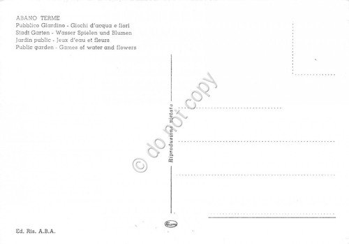 Cartolina Abano Terme Giardino Pubblico fontana giochi d'acqua (Padova)