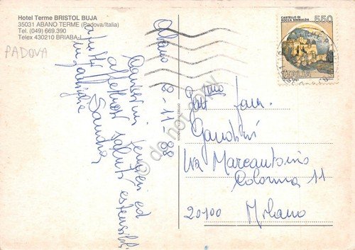 Cartolina Abano Terme Hotel Bristol Buja piscina animata 1988 (Padova)