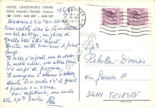Cartolina Abano Terme Hotel Cristoforo Terme piscina animata 1973