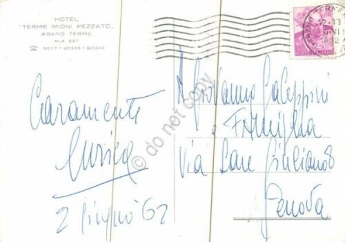 Cartolina Abano Terme Hotel Terme Mioni Pezzato 1962