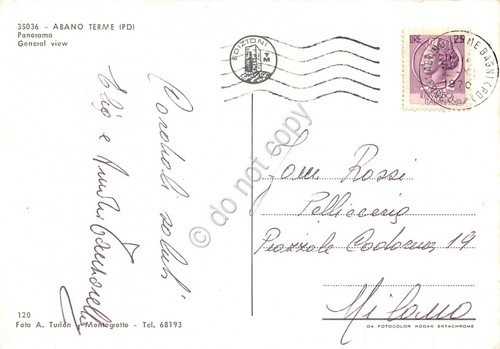 Cartolina Abano Terme Panorama 1970 (Padova)