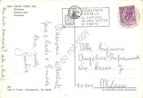Cartolina Abano Terme Panorama 1971 (Padova)