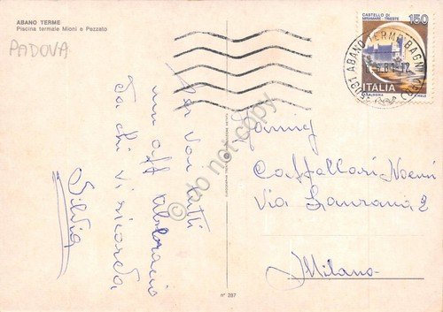 Cartolina Abano Terme piscina termale Mioni e Pezzato animata 1981 …