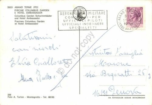 Cartolina Abano Terme Piscine Columbus Hotel Ambassador Timbro Aeronautica Milit | Immagine Gallery 2