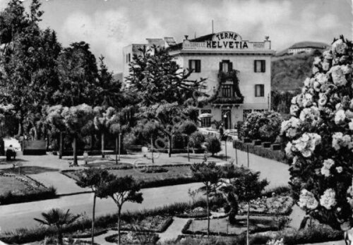 Cartolina Abano Terme Terme Helvetia timbro targhetta Abano guarisce