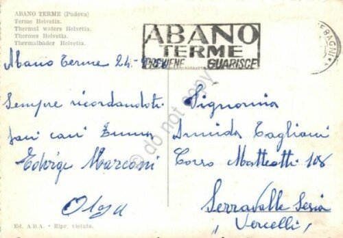 Cartolina Abano Terme Terme Helvetia timbro targhetta Abano guarisce