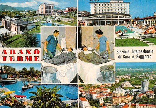 Cartolina Abano Terme vedute con fanghi 1975 | Immagine principale