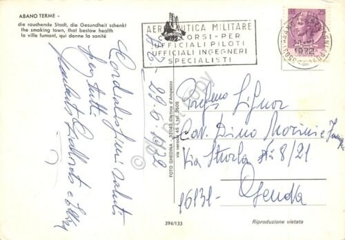 Cartolina Abano Terme vedute varie 1972 Timbro Aeronautica Militare Piloti