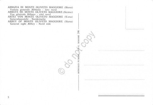 Cartolina Abbazia di Monte Oliveto Maggiore Lato Nord (Siena)