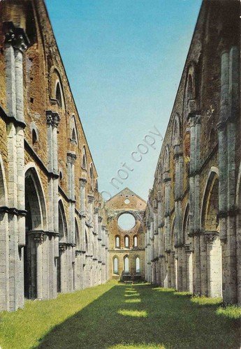 Cartolina Abbazia di San Galgano Navata Centrale Timbro Montieri 1975
