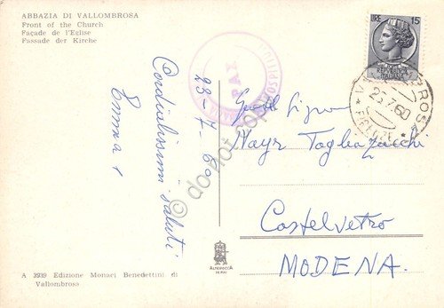 Cartolina Abbazia di Vallombrosa Facciata della Chiesa 1960 | Immagine Gallery 2