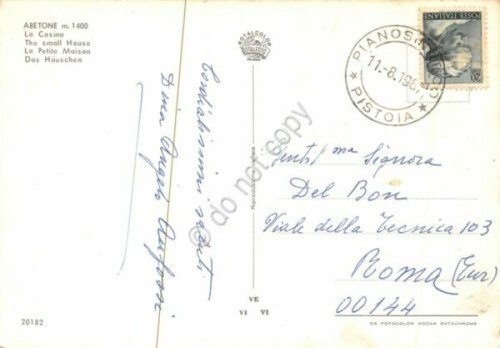 Cartolina Abetone La Casina anni '60 animata auto d'epoca