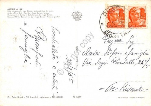 Cartolina Abetone vista del centro da terrazza Lupo Bianco 1965 …