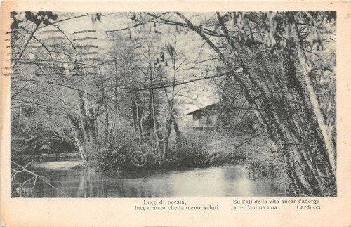 Cartolina abitazione rurale fiume Poesia Carducci 1927 (Altre cartoline) | Immagine principale