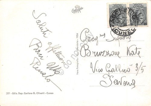 Cartolina Acceglio panorama case 1954