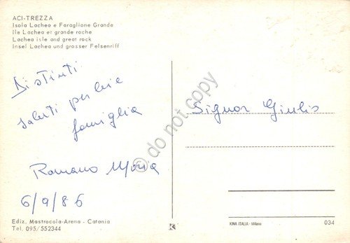 Cartolina Aci Trezza nave spiaggia barche Isola Lachea e Faraglione … | Immagine Gallery 2