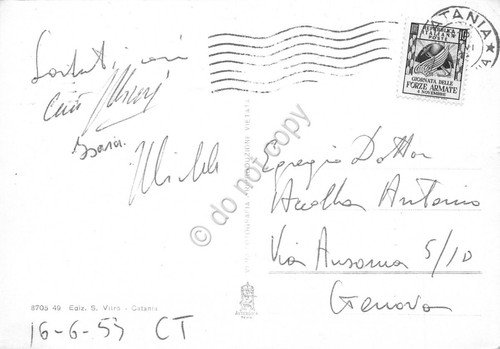 Cartolina Acitrezza Catania mare barca 1953