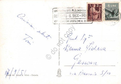 Cartolina Acitrezza Catania panorama mare barca Timbro obbligazioni 1951 | Immagine Gallery 2