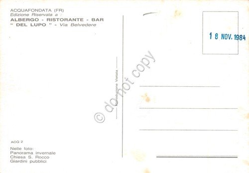 Cartolina Acquafondata vedute Ristorante Del Lupo (Frosinone) | Immagine Gallery 2