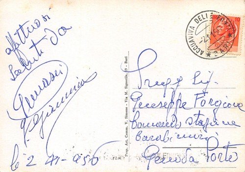 Cartolina Acquario delle Fonti Giardini pubblici 1956