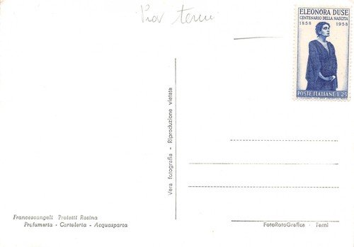 Cartolina Acquastarta Piazza Federico Cesi auto d'epoca anni '50