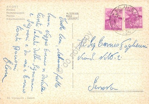 Cartolina Acqui piscina case edifici colorata 1961 | Immagine Gallery 2