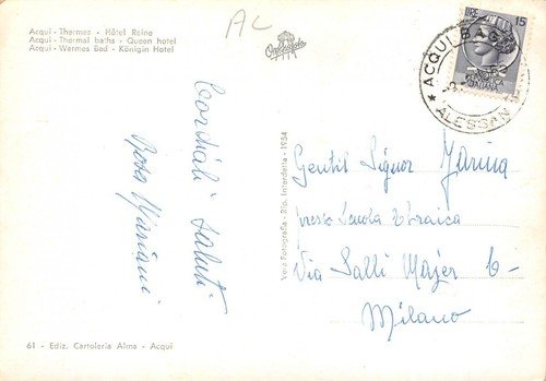 Cartolina Acqui Terme Albergo Regina