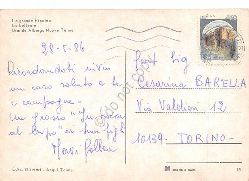 Cartolina Acqui Terme vedute 1986 Piscina La Bollente Albergo Nuove … | Immagine Gallery 2