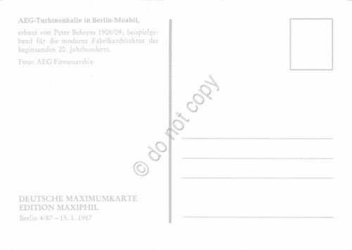 Cartolina AEG Turbinenhalle in Berlin timbro filatelico 1987