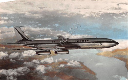 Cartolina Aereo Air France Boeing 707 Intercontinental colorata anni '50 | Immagine Gallery 1